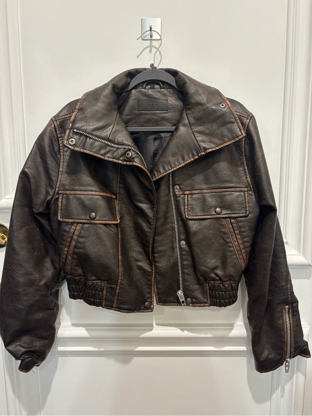 BlankNYC Brown Faux Leather Bomber Jacket